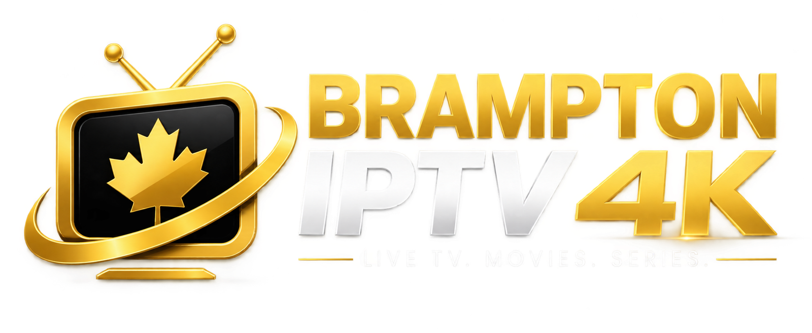 Logo IPTV Brampton 4K doré et blanc